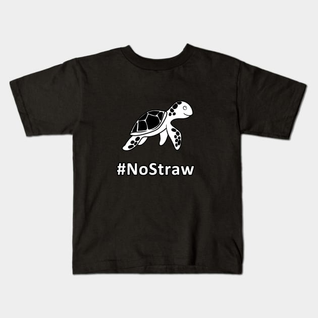 Turtle - No Straw Kids T-Shirt by valentinahramov